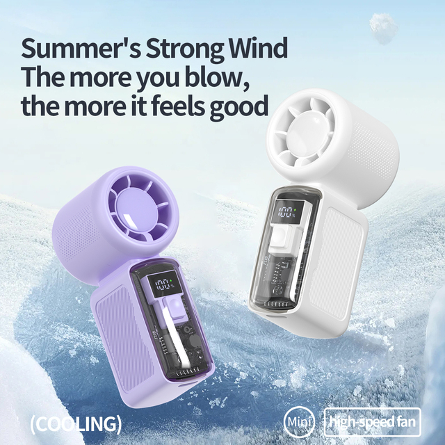 New Portable 2500mAh Bladeless Handheld Fan 100 Adjustable USB Rechargeable Feature-Outdoor Mini Fan Plastic Hotel Use English