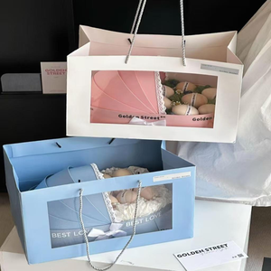 Cesta de Flores para Bebé Recién <span class=keywords><strong>Nacido</strong></span>, Caja de Regalo con Embalaje UV de Materiales Reciclados, Bolso de Mano, Cesta de Flores - Product Image 3