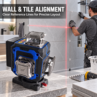 Niveau laser vert 4D 16 lignes 360 degrés, auto-nivelant, outil de nivellement croisé pour la construction et l'installation de sols, murs, carreaux et plafonds