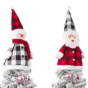 Nouvelles décorations de Noël, housses de coussin carrées en lin rouge à carreaux pour canapé - Product Image 5