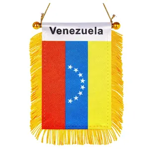 High quality double side printed Venezuela Country Flag Mini Fringed Banner to Hang on Car Window