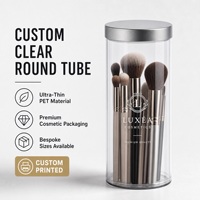 Boîte cosmétique ronde en plastique transparent avec couvercle, emballage cylindrique en PET, logo personnalisé, vente en gros