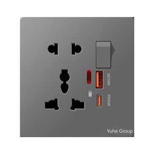 Enchufes de Pared Duraderos, 20W Carga Rápida, 10A, Material de PC, Enchufe Universal de 5 Pines, Toma de Corriente Eléctrica de Pared para Reino Unido, CA - Product Image 6