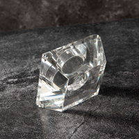 Support à bougie minimaliste en cristal taillé brillant, à profil bas, à facettes cristallines, pour une ambiance spa relaxante