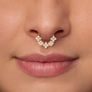 CANNER S925 - Anillo de Nariz y Pendientes Daith de Plata de Ley con Trébol de Cuatro Hojas, Pétalo, Corazón y Triángulo de Circonita para Mujer - Product Image 5