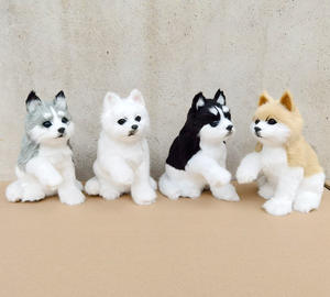 Juguete de perro <span class=keywords><strong>Husky</strong></span> súper suave en blanco y negro, estilo <span class=keywords><strong>Akita</strong></span> de peluche realista para regalo de niños y decoración del hogar, ideal para aliviar el estrés - Product Image 1