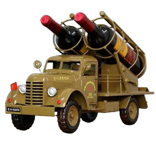 Prateleira de vinho vintage, modelo militar de carro, decoração criativa