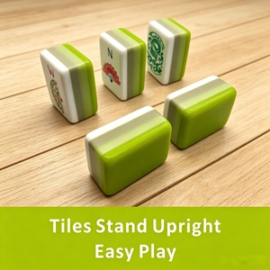 Plastic <b>Mahjong</b> Tiles <b>Set</b> Green White Classic Style Portable Easy Play for 4 Players - Product Image 4