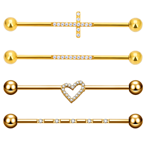 Pendiente de Titanio G23 ASTM F136 Desmontable con Triángulo Industrial 14G, Barra Labret con Zirconia, Joyería de Moda para <span class=keywords><strong>Piercing</strong></span> Corporal <span class=keywords><strong>Transversal</strong></span> - Product Image 1