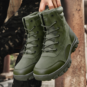 Bottes de randonnée en daim pour hommes, bout rond, semelle extérieure en caoutchouc imperméable, semelle intermédiaire en EVA, toutes saisons, bottes tactiques de désert pour l'extérieur - Product Image 2