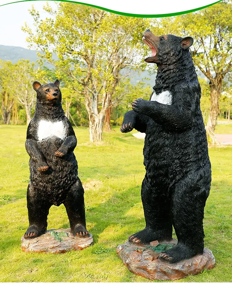 Estatua Personalizada de Tamaño Real de Oso Negro, Escultura Grande de Fibra de Vidrio, Escultura Animal de Poliresina para Decoración de Jardín al Aire Libre