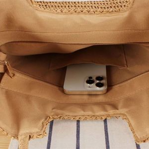 Sac fourre-tout d'été en paille de papier vintage, résistant à l'eau, portable, grande capacité, pour la plage et les voyages, idéal pour la vente en gros - Product Image 3