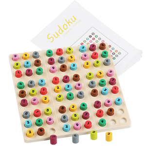 Montessori Non-Toxic Wooden Sudoku Toy Color Coded Number Matching Puzzle Set for Preschool Kids Early Math Education - Product Image 1