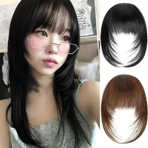 Frange de <span class=keywords><strong>cheveux</strong></span> épais en couches pour femmes avec pinces <span class=keywords><strong>cheveux</strong></span> synthétiques pour un style polyvalent postiche de sourcils naturels - Product Image 1