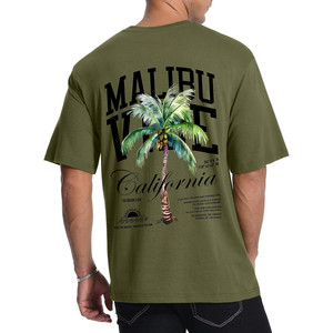 T-shirt Grafica a Maniche Corte da Uomo con Stampa Palma, in Jersey Misto Cotone-Bambù 220gsm di Mal - Product Image 1