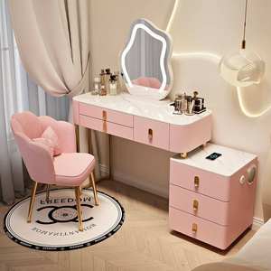 Nouvelle coiffeuse intelligente minimaliste moderne pour chambre à coucher, avec éclairage LED rose, meuble de maquillage pour la maison, 2026 - Product Image 3