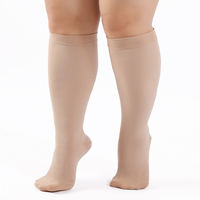 Chaussettes de compression graduées grande taille avec logo personnalisé, 15-20 mmHg, à bout fermé, hauteur genou, pour la marche et la position debout