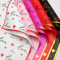 Kertas Pembungkus Bunga Motif Bunga LOVE Tahan Air Pembungkus Buket DIY Hadiah Bahan Kemasan Bunga Florist Grosir