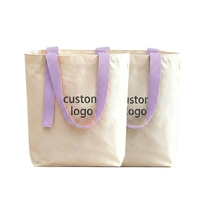 Tas Tote Kanvas Kapas Kapasitas Sedang Custom dengan Pegangan untuk Penyimpanan & Hadiah