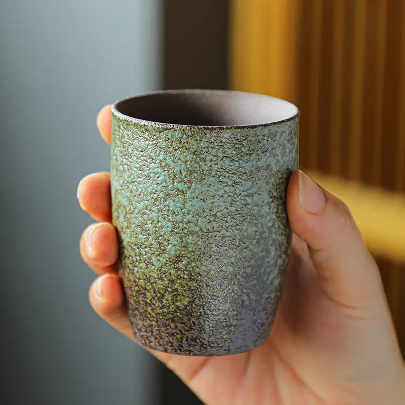 Caneca de cerâmica chinesa para chá, xícara de café simples personalizada artesanal vinho kungfu