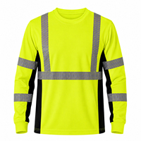 Détail à manches longues en arête de poisson transfert de chaleur Flim sécurité t-shirt mode couleur contraste oiseau oeil respirant sécurité t-shirt