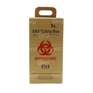 5l medical safety cardboard box with WHO certification for used syringes in hospital