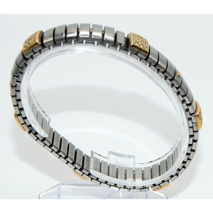 Bracciale a fascia in argento Sterling 925 e oro 18k con cristalli Swarovski - Product Image 4
