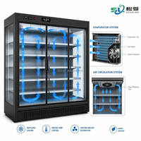 Réfrigérateur vertical à porte vitrée, refroidisseur de boissons, vitrine réfrigérée à air, machine à froid pour supermarché, OEM, vente chaude