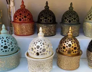 Stile calligrafia di lusso bruciatore di incenso in resina colorata decorazione per casa ufficio Arabia incenso Bakhoor bruciatori a carbone Mabkhara