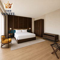 Modernes Hotel-Schlafzimmer-Möbelset Maßgefertigtes Bett Kleiderschrank TV-Schrank Nachttisch und Gepäckablage für Gästezimmer-Projekte