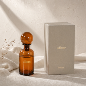 Aikun Gift Firms Beige Box Any Scent Long Lasting Low MOQ Fast Turn XL Gold Print Logo Round Glass <b>Reed</b> <b>Diffuser</b> Set for Spa - Product Image 1