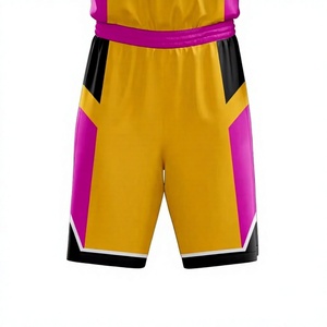 Uniforme de basket-ball personnalisé LONG MISSION INDUSTRY 100% polyester Jaune Rose Noir Impression par sublimation Respirant Adulte Unisexe - Product Image 6