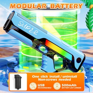 Pistolet à eau électrique en plastique unisexe pour enfants de 300 ml, lumières LED, tir continu, absorption, expérience de jeu ultime, jouet amusant - Product Image 2