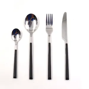 Smooth easy cleaning flatware restaurant silverware spoon and fork set stainless steel silver cutlery