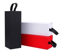 Boîte à vin pliable en gros pour une bouteille, emballage plat en carton, boîte cadeau avec fermeture magnétique, logo personnalisé