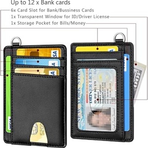 Custom logo Card <b>Holder</b> Slim <b>Wallet</b> RFID Blocking <b>Wallets</b> Front Pocket Leather Short Credit Card <b>Holder</b> for Men & Women - Product Image 4