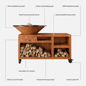 Juego de Barbacoa CRUISE de Acero Corten/Barbacoa de Carbón para Exteriores, Brasero Metálico WS-TB-800 con Kit de Cubo para Cenizas y Recolector de Cenizas Extraíble - Product Image 6