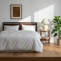 Parure de draps 4 pièces qualité hôtelière, douce et résistante, blanc uni, polyester/coton, linge de lit écologique toutes saisons pour la maison