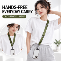 Lanière de téléphone portable 2-en-1 à porter en bandoulière, avec dragonne de poignet et porte-clés intégré |   Nylon anti-chute et anti-vol