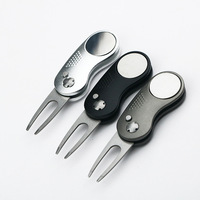 Fourche de golf portable en alliage de zinc, outil de réparation de divots magnétique, vente directe usine, accessoire de golf métallique personnalisé OEM ODM