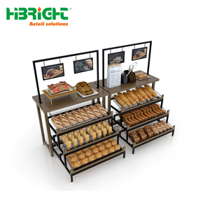 Estante de exhibición de pan de equipo de cocina comercial con marco de acero laminado de madera duradero - Product Image 5