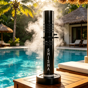 Wholesale High End Pillar Arabic Aluminum <b>Hookah</b> LED Small Tower Germany Style Complete Shisha Chicha Set In Stock - Product Image 2