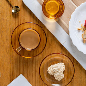 Juego de tazas de café Amber de 185 ml, diseño simple, tazas de vidrio artístico para máquinas de espresso - Product Image 3