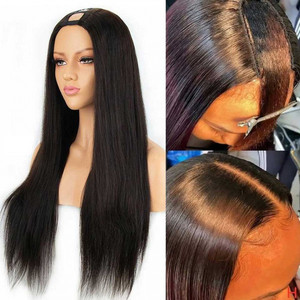 Perruque U-Part WXJ <span class=keywords><strong>Longhair</strong></span> Kinky Straight, prête à porter, sans colle, en cheveux humains, style Yaki Straight - Product Image 5