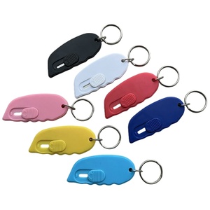 Promocional logotipo personalizado retráctil Mini cortador de sobres de plástico llavero abrecartas - Product Image 1