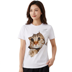 เสื้อยืดลำลองผู้ชายผ้าฝ้ายรักษ์โลก DAN รุ่นใหม่ แขนสั้น สีพื้น ลายแมว - Product Image 1