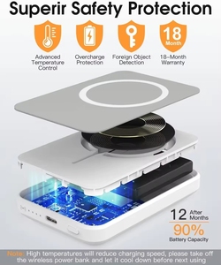 Chargeur de batterie Li-polymère de taille carte de crédit, logo personnalisé, type C, 5W, mini batterie externe sans fil magnétique, 5000mAh, technologie GaN, charge rapide - Product Image 2