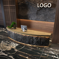 Nouveau bureau de réception carré en bois massif de style classique moderne et luxueux pour hôtel, hôpital, école, écologique, durable, usage commercial