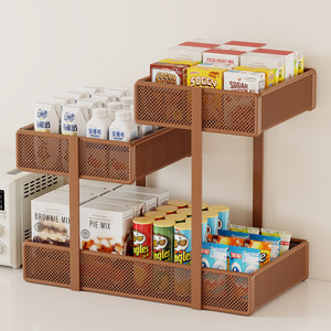 Multi Tier Desktop Storage Rack 3 Tier Rectangle Organizer For Food And Sundries Standing Type Office <b>Kitchen</b> Countertop - Product Image 2