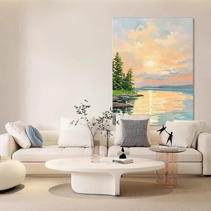 Peinture à l'huile Tranquil Cloud Shadows, 100% faite à la main, art paysager impressionniste pour l'entrée, le salon, décoration murale - Product Image 4